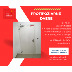 Protipožiarne dvere EI EW 45 D1 + oblôžková zárubňa Protipožiarne dvere EI EW 45 D1 + oblôžková zárubňa